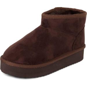 image:imageThe Childrens Place Girls Girls Mini Ankle Platform Boot Fauxfur LinedDk Brown