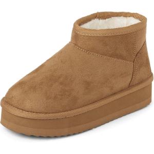 image:imageThe Childrens Place Girls Girls Mini Ankle Platform Boot Fauxfur LinedTan