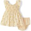image:imageThe Childrens PlaceBabyGirlsand Newborn Casual Short Sleeve Dress with Diaper CoverFair Ivory12 Months18 MonthsYellow Floral