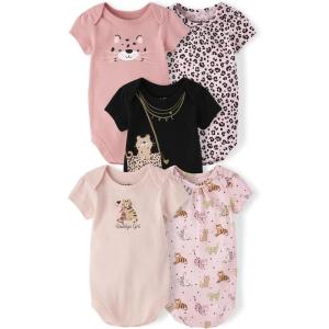 image:imageThe Childrens Place Baby Boys And Newborn Short Sleeve Bodysuits MultipacksLeopard 5pack