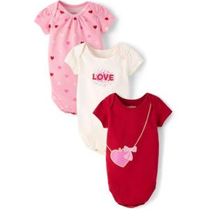 image:imageThe Childrens Place Baby Boys And Newborn Short Sleeve Bodysuits MultipacksPink Vday 3pack