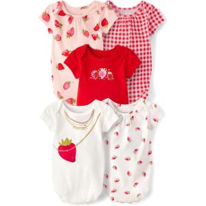 image:imageThe Childrens Place Baby Boys And Newborn Short Sleeve Bodysuits MultipacksStrawberry Red 5pack