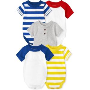 image:imageThe Childrens Place Baby Boys And Newborn Short Sleeve Bodysuits MultipacksStripeRagland 5pack