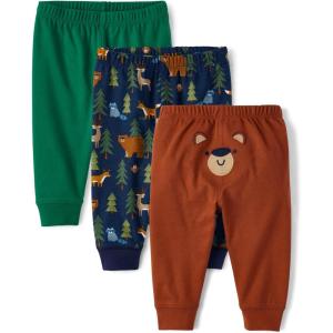 image:imageThe Childrens Place babyboys Cotton PantsAnimalsBear FaceGreen 3pack