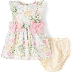 image:imageThe Childrens PlaceBabyGirlsand Newborn Casual Short Sleeve Dress with Diaper CoverFair Ivory12 Months18 MonthsWhite Daisy Bunny