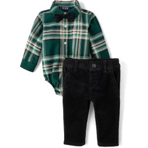 image:imageThe Childrens Place Baby Boys And Newborn Button Down Shirt and Pants 2 Piece OutfitBalt Green Plaid