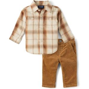 image:imageThe Childrens Place Baby Boys And Newborn Button Down Shirt and Pants 2 Piece OutfitIced Coffee Flannel