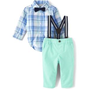 image:imageThe Childrens Place Baby Boys And Newborn Button Down Shirt and Pants 2 Piece OutfitMellow Aqua Set