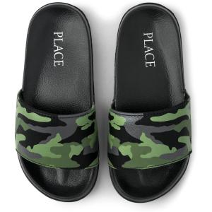 image:imageThe Childrens Place Boys Boys Everyday Slip on Slide SandalsGlow Camo