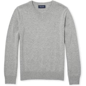 image:imageThe Childrens Place Boys Long Sleeve VNeck Pullover SweaterLt Grey Single