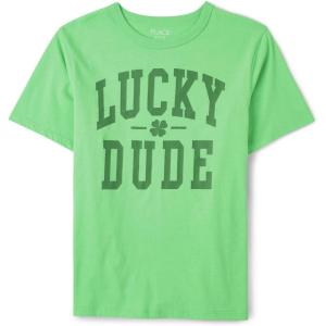 image:imageThe Childrens Place Boys Short Sleeve Graphic TShirt Seasonal Blue Egg Hunt Squad LargeSt Patricks Lucky Dude