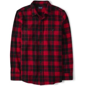 image:imageThe Childrens Place Mens Long Sleeve Button Up ShirtRed Birch Flannel  Dad
