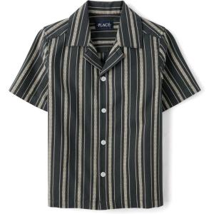 image:imageThe Childrens Place boys Short Sleeve Button Up ShirtMotor Oil