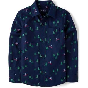image:imageThe Childrens Place Baby Boys and Toddler Poplin Long Sleeve Button Down ShirtTidal Trees