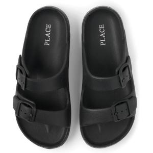 image:imageThe Childrens Place Boys Boys Everyday Slip on Double Buckle Slide SandalsBlack