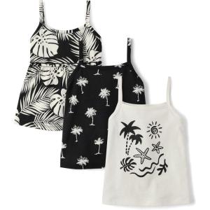 image:imageThe Childrens Place Baby Girls and Toddler Strappy Summer Tank TopsBlack Tropical 3pack