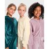 image:imageThe Childrens Place Girls Long Sleeve Hooded Fleece Full Zip UpRainforest Velour Rib
