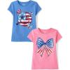 image:imageThe Childrens Place Girls All HolidaysBirthdays Short Sleeve Graphic TShirts2 PackAmerican FlagAmerican Flag Face
