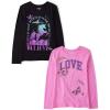 image:imageThe Childrens Place Girls UnicornsSportsButterflies Long Sleeve Graphic TShirts2 PackUnicornLove