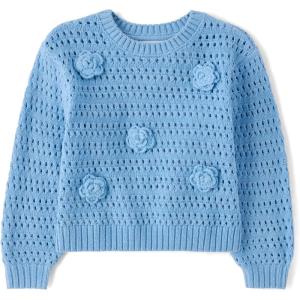 image:imageThe Childrens Place Baby Girls and Toddler Long Sleeve Crew Neck Pullover SweaterBlue Flowers