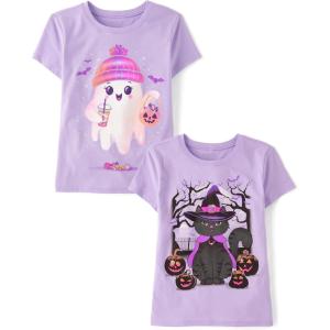 image:imageThe Childrens Place Girls All HolidaysBirthdays Short Sleeve Graphic TShirts2 PackCatGhost Beanie