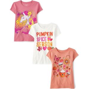 image:imageThe Childrens Place Girls All HolidaysBirthdays Short Sleeve Graphic TShirts3 PackUnicornPumpkin SpiceFall Icons