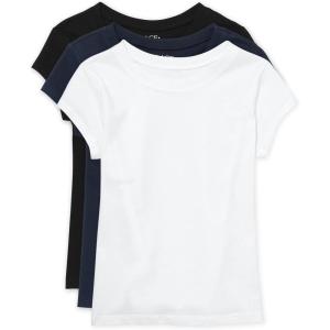 image:imageThe Childrens Place Girls Basic Short Sleeve Layering TeeBlackTidalWhite 3pack