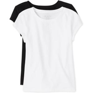 image:imageThe Childrens Place Girls Basic Short Sleeve Layering TeeBlackWhite 2pack