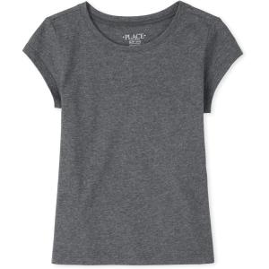 image:imageThe Childrens Place Girls Basic Short Sleeve Layering TeeDk Heather Gray Single