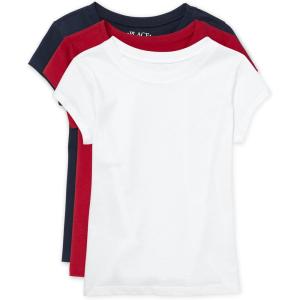 image:imageThe Childrens Place Girls Basic Short Sleeve Layering TeeRuby TidalWhite 3pack