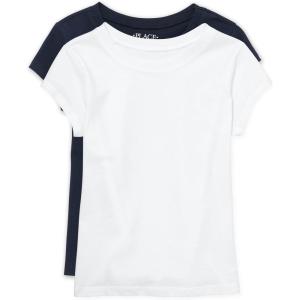 image:imageThe Childrens Place Girls Basic Short Sleeve Layering TeeTidalWhite 2pack