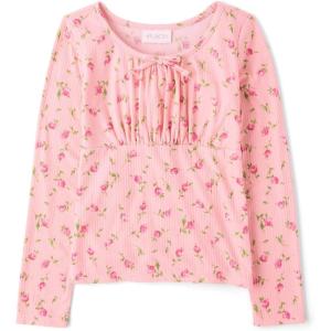 image:imageThe Childrens Place Girls Everyday Casual Long Sleeve Knit ShirtsPink Carmine