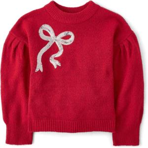 image:imageThe Childrens Place Girls Long Sleeve Crew Neck Pullover SweaterRed Bow