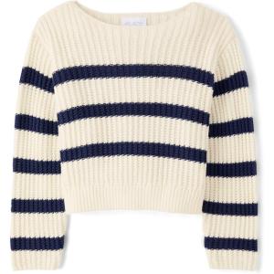 image:imageThe Childrens Place Girls Long Sleeve Crew Neck Pullover SweaterTidal Stripe