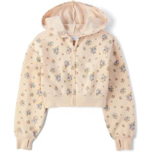image:imageThe Childrens Place Girls Long Sleeve Hooded Fleece Full Zip UpFrappe Floral