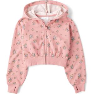 image:imageThe Childrens Place Girls Long Sleeve Hooded Fleece Full Zip UpPink Kiss