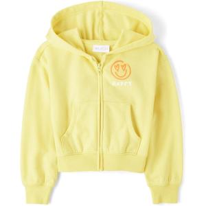 image:imageThe Childrens Place Girls Long Sleeve Hooded Fleece Full Zip UpYellow