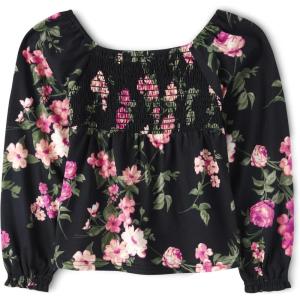 image:imageThe Childrens Place Girls Long Sleeve Smocked Peplum TopBlack