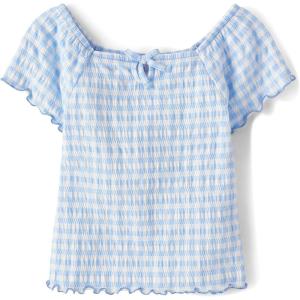 image:imageThe Childrens Place Girls Smocked Short Sleeve TopsBreeze Keyhole