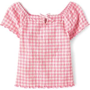 image:imageThe Childrens Place Girls Smocked Short Sleeve TopsCosmos Keyhole