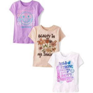 image:imageThe Childrens Place Girls SportsTrendsIcons Short Sleeve Graphic TShirts3 PackBeautyPositiveOptimist