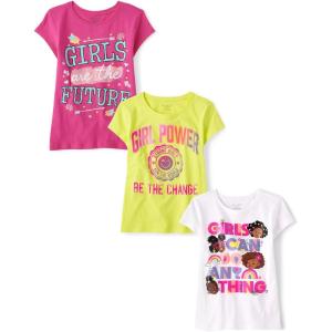image:imageThe Childrens Place Girls SportsTrendsIcons Short Sleeve Graphic TShirts3 PackGirl FutureGirl PowerCan Do Anything