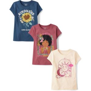 image:imageThe Childrens Place Girls SportsTrendsIcons Short Sleeve Graphic TShirts3 PackKindnessGirlSun Moon