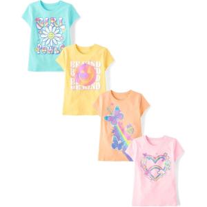 image:imageThe Childrens Place Girls TrendsIcons Short Sleeve Graphic TShirts4 PackHeartBe KindGirl PowerButterflies
