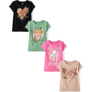 image:imageThe Childrens Place Girls TrendsIcons Short Sleeve Graphic TShirts4 PackHeartButterflyTropicalDo Anything
