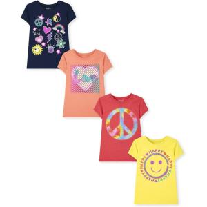 image:imageThe Childrens Place Girls TrendsIcons Short Sleeve Graphic TShirts4 PackLoveDoodlesHappyPeace Sign