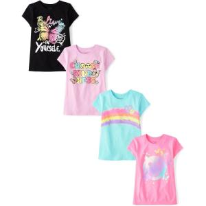 image:imageThe Childrens Place Girls TrendsIcons Short Sleeve Graphic TShirts4 PackRainbow PaintKindnessBelieveRainbow