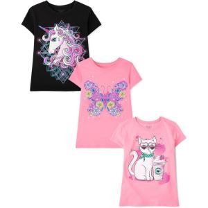image:imageThe Childrens Place Girls UnicornsButterfly Short Sleeve Graphic TShirts3 PackCatUnicornButterfly Flowers