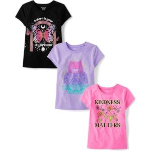 image:imageThe Childrens Place Girls UnicornsButterfly Short Sleeve Graphic TShirts3 PackOmbre OwlKindnessButterfly
