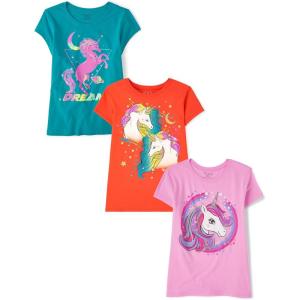 image:imageThe Childrens Place Girls UnicornsButterfly Short Sleeve Graphic TShirts3 PackUnicorn CircleDreamUnicorns
